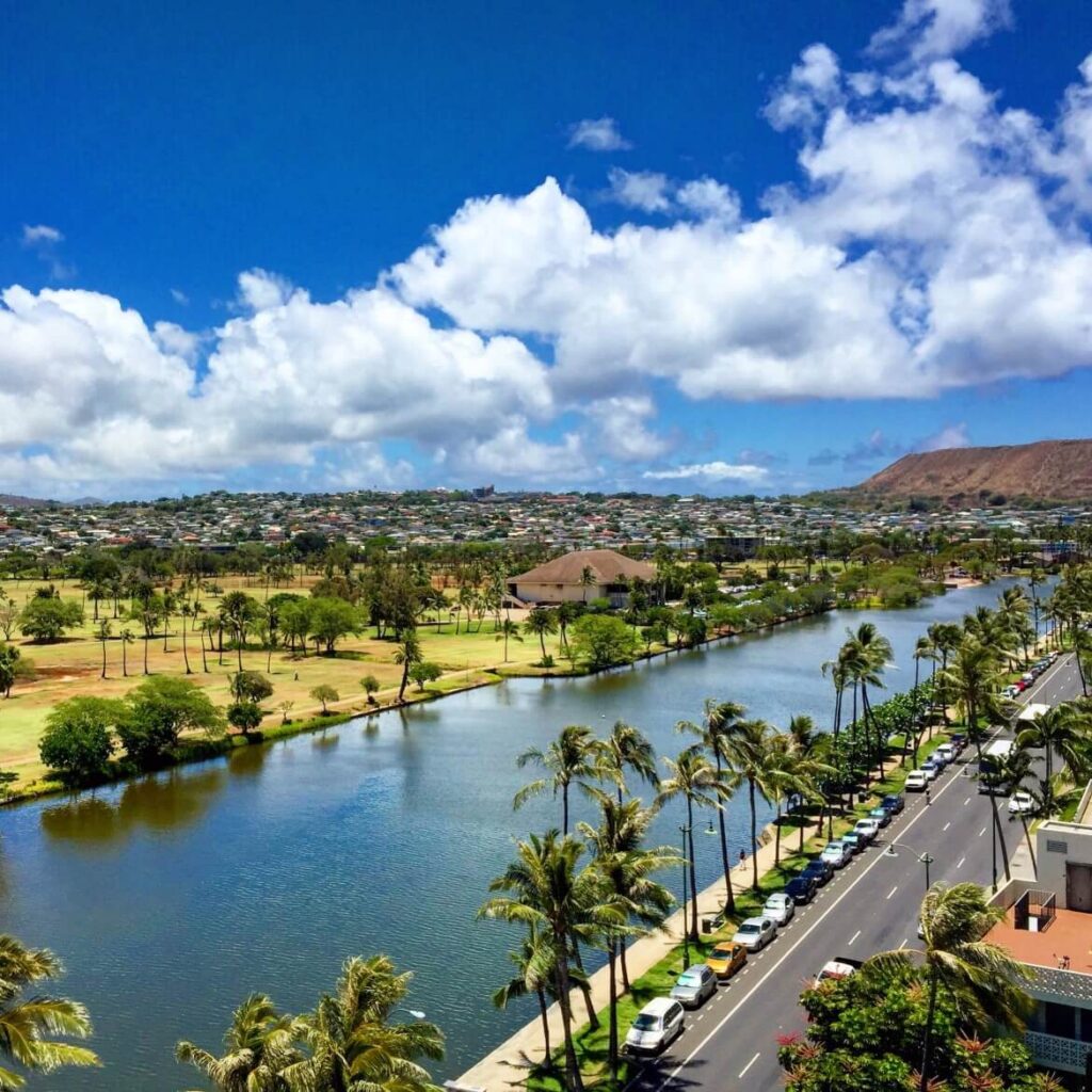 Image of a large canal in Waikiki