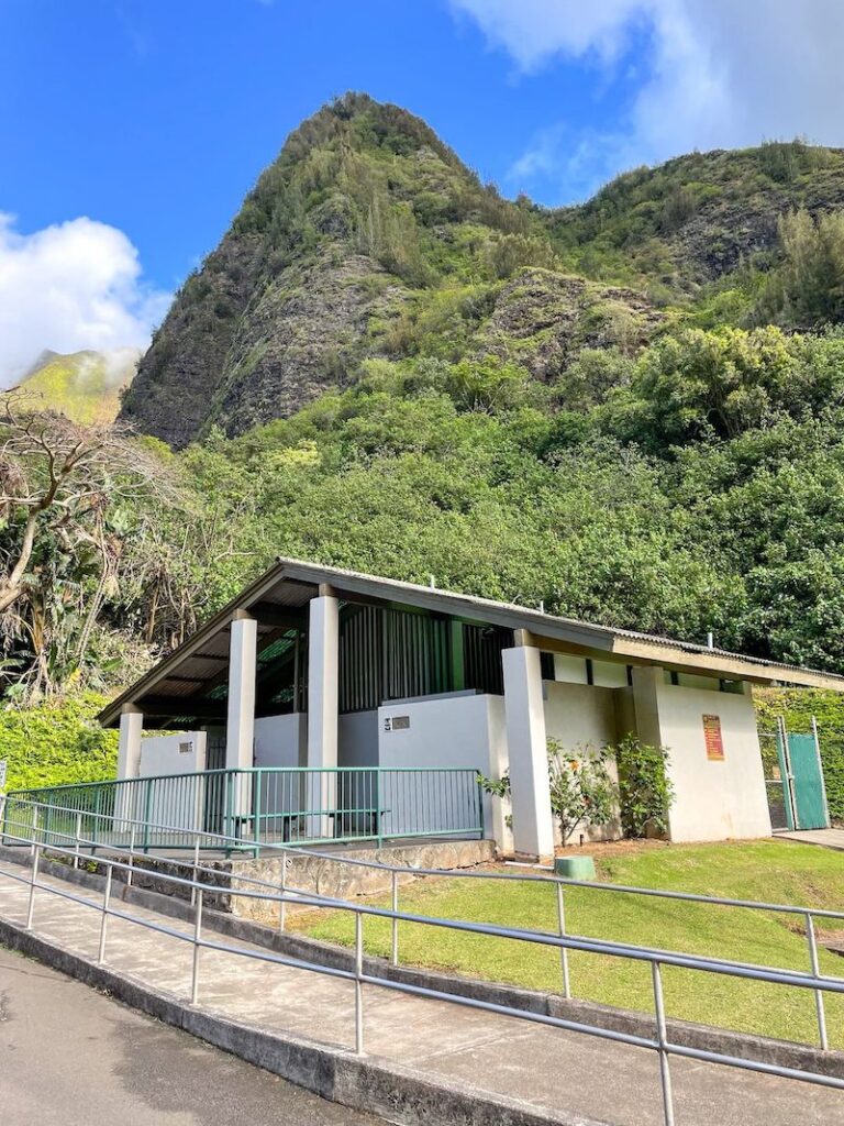 Image of public restrooms at I'ao Valley State Park on Maui.