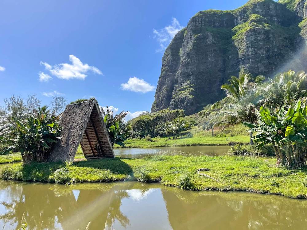 Image of Hawaiian fishing ponds at Kualoa Ranch.