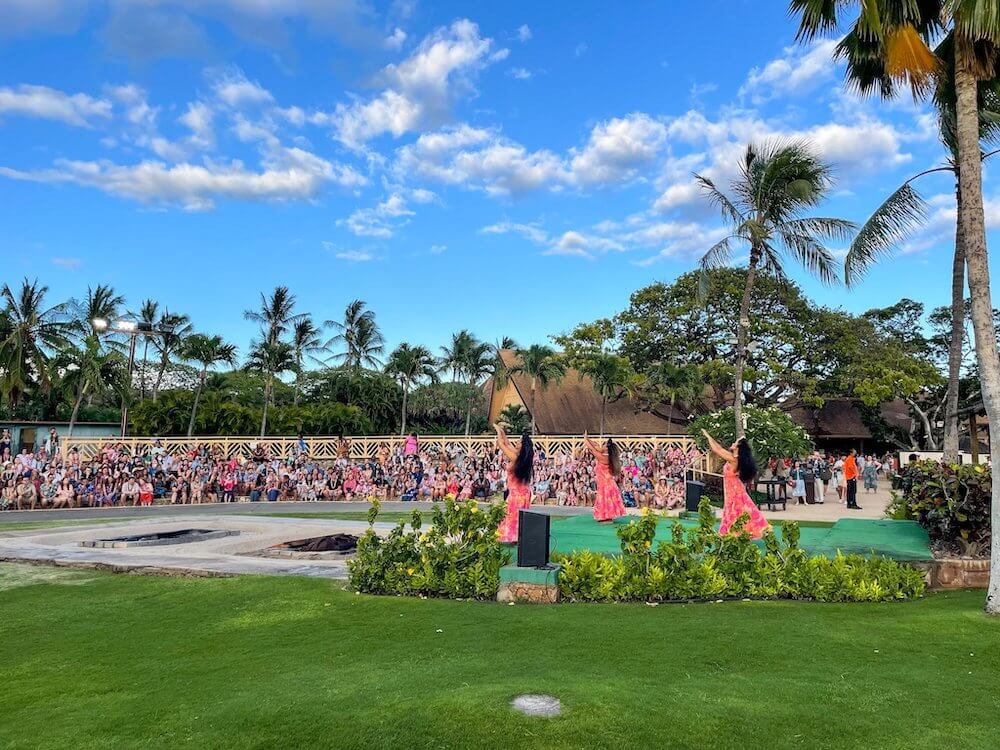 Image if amphitheater seating for a hula show in Hawaii