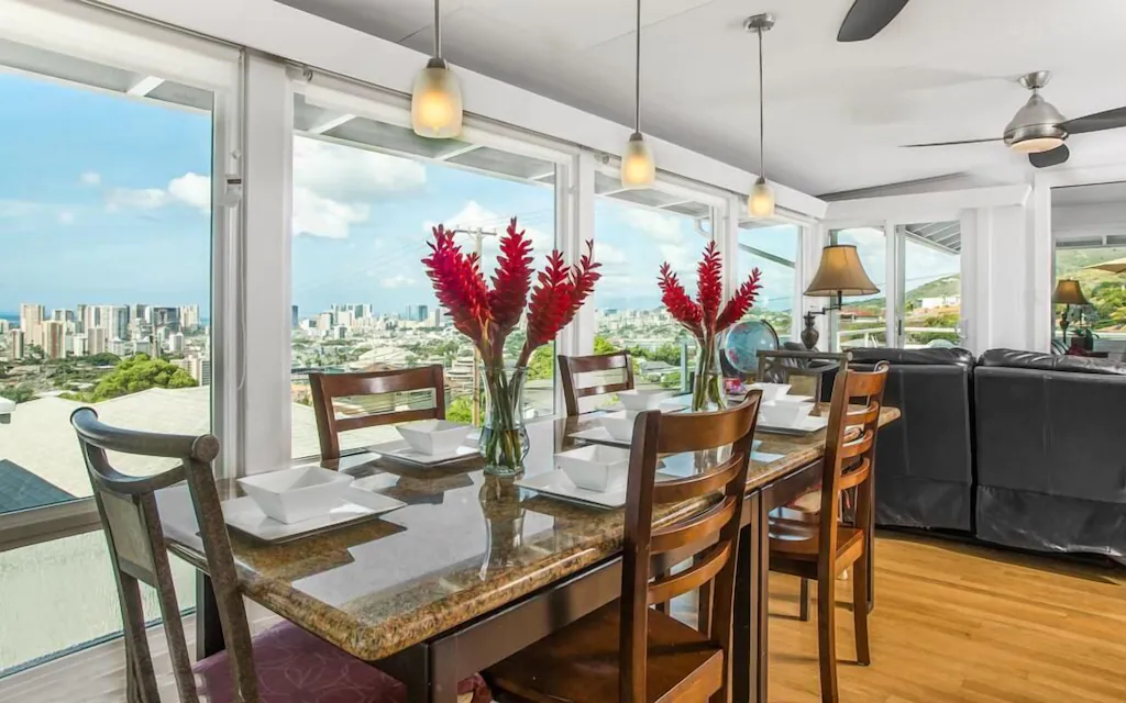 Image of a dining room table with fresh ginger flowers