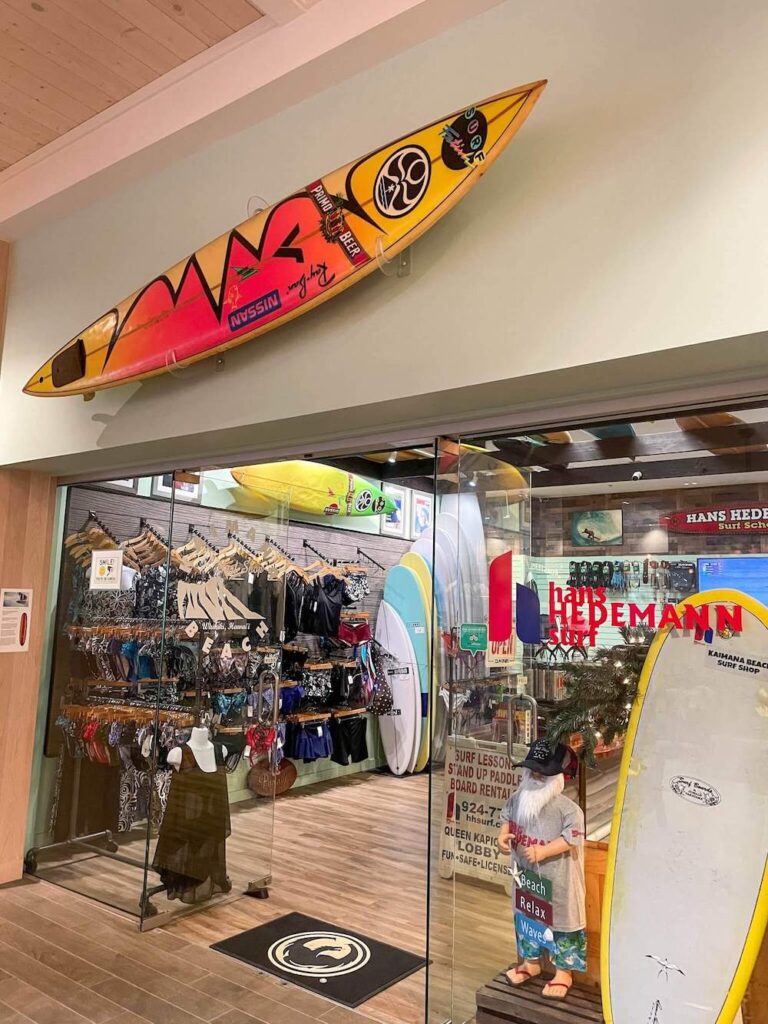 Image of a surf shop at a WAikiki hotel