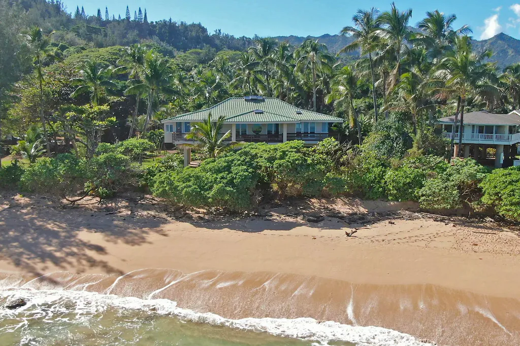 Image of a house with a path down to Moloa'a Bay on KAuai