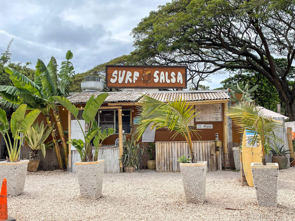 Image of the Surf N Salsa food stand in Haleiwa Oahu