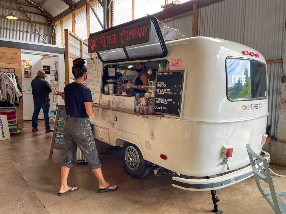 Image of a VW van that has been turned into a coffee cart on Kauai