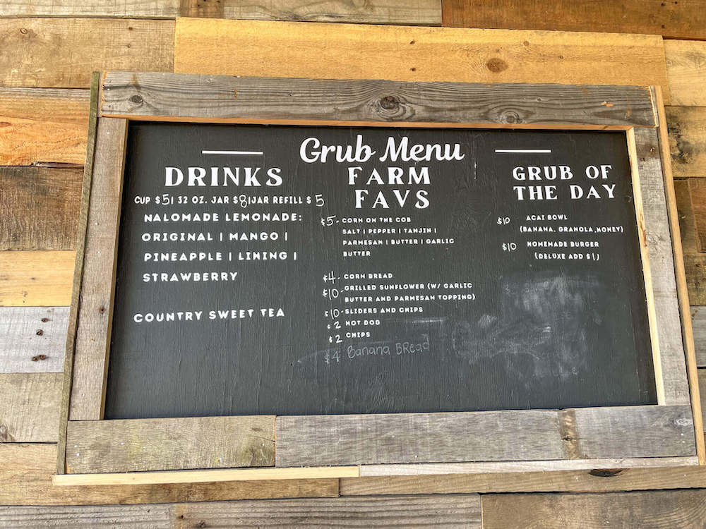 Image of a chalkboard menu at Waimanalo Country Farms on Oahu