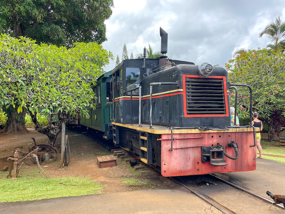 Image of the Kilohana Plantation Railway train on Kauai