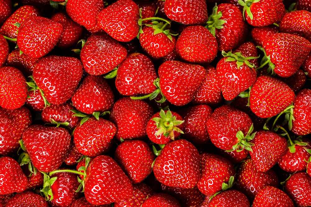 A bunch of fresh strawberries