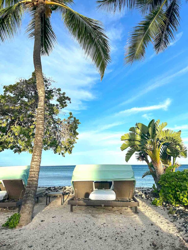 Image of a beachfront cabana at the Fairmont Orchid in Kona Hawaii