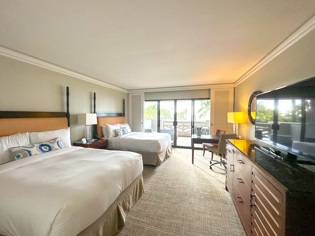 Image of a room inside the Fairmont Orchid hotel on the Big Island of Hawaii.