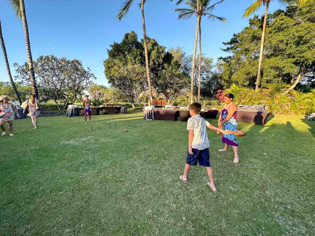 Image of Hawaiian lawn game at the Hawaii Loa Luau on the Big Island