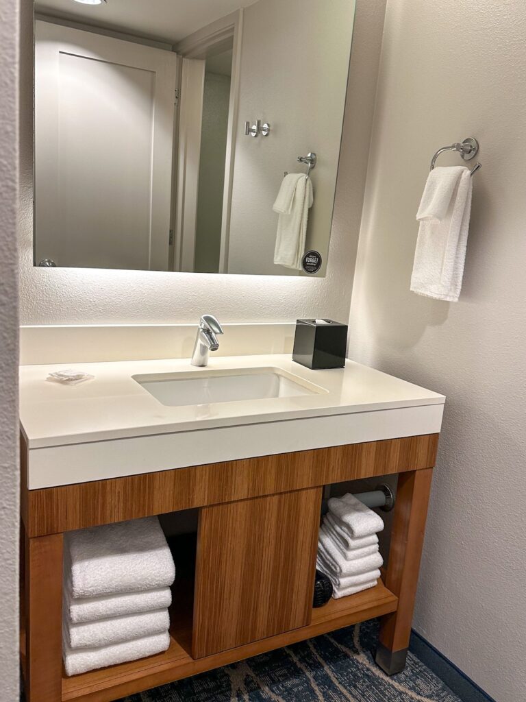 Image of a sink at the Hyatt Place Waikiki Beach. Photo credit: Marcie Cheung of Hawaii Travel with Kids