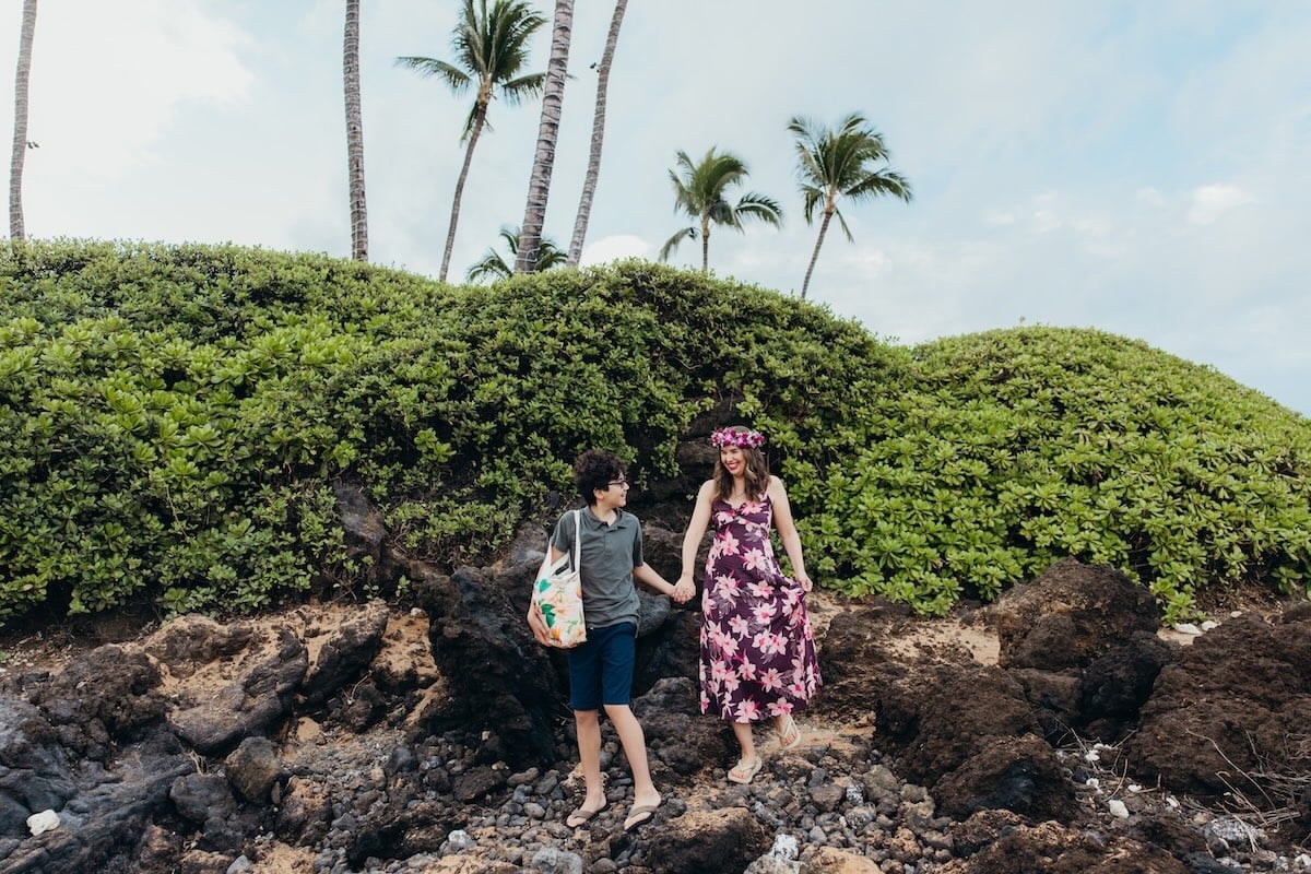 Image of Hawaii expert Marcie Cheung and her son on Maui.